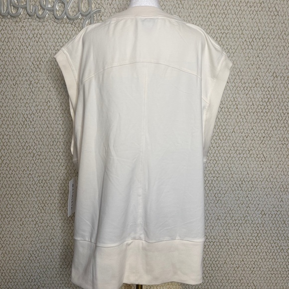 NWT Athleta Off White RetroTerry V Neck Cotton Blend Sweatshirt Size 1X - Picture 4 of 9